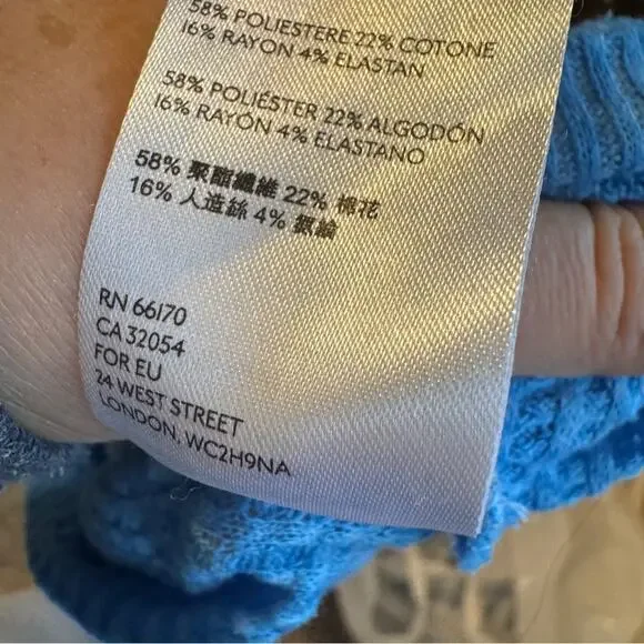 Free People Blue Westend Thermal Top Blouse Womens S Oversized Boho Fall Sweater - Picture 11 of 11